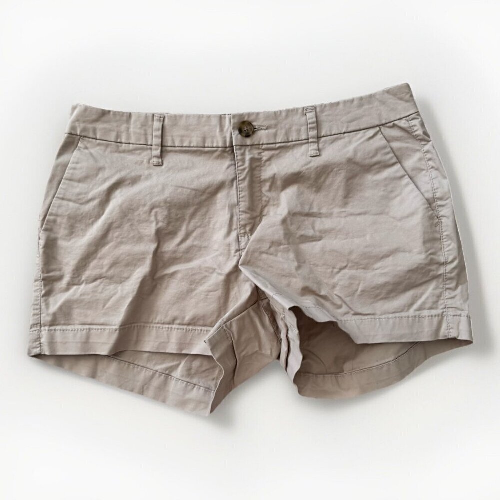 Old Navy Womens Front Zip Flat Panel Khaki Shorts Size 4 Neutral